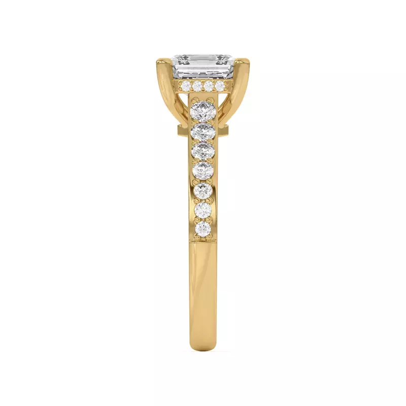 14K Yellow Gold Rita Graduated Pavé Engagement Ring With Hidden Halo