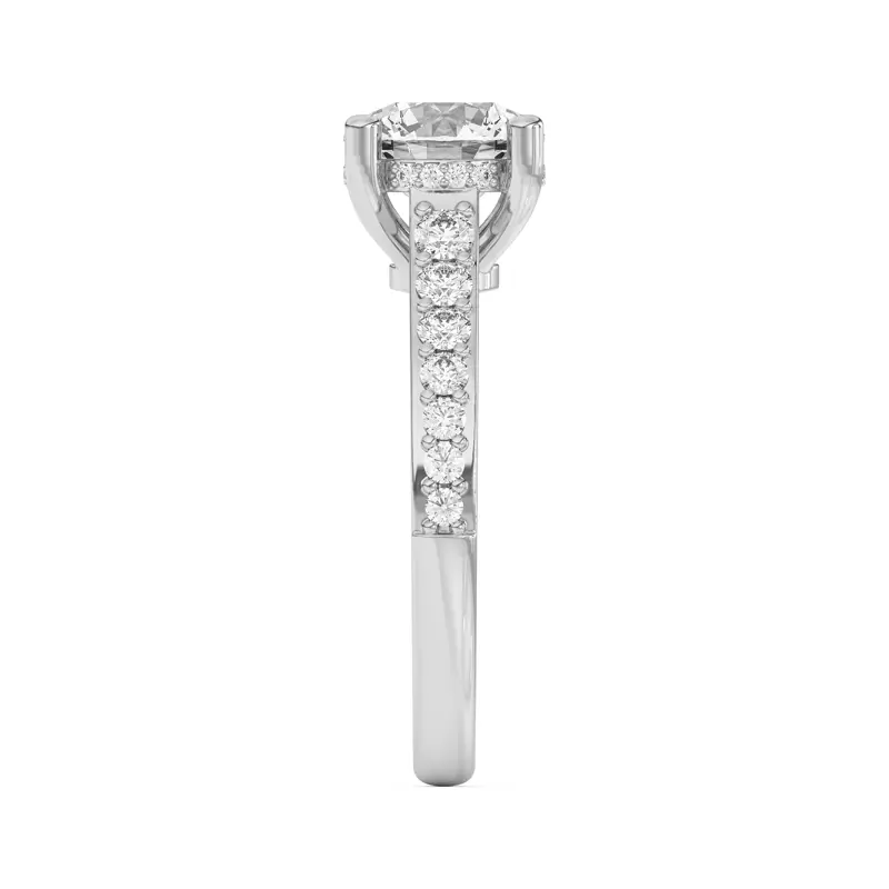 18K White Gold Rita Graduated Pavé Engagement Ring With Hidden Halo