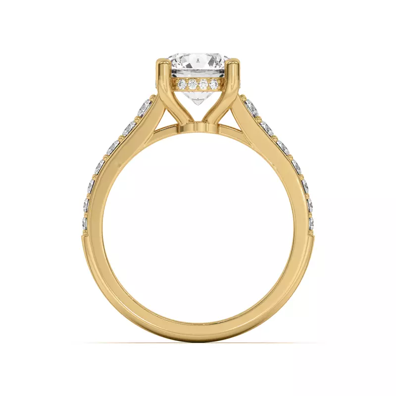18K Yellow Gold Rita Graduated Pavé Engagement Ring With Hidden Halo