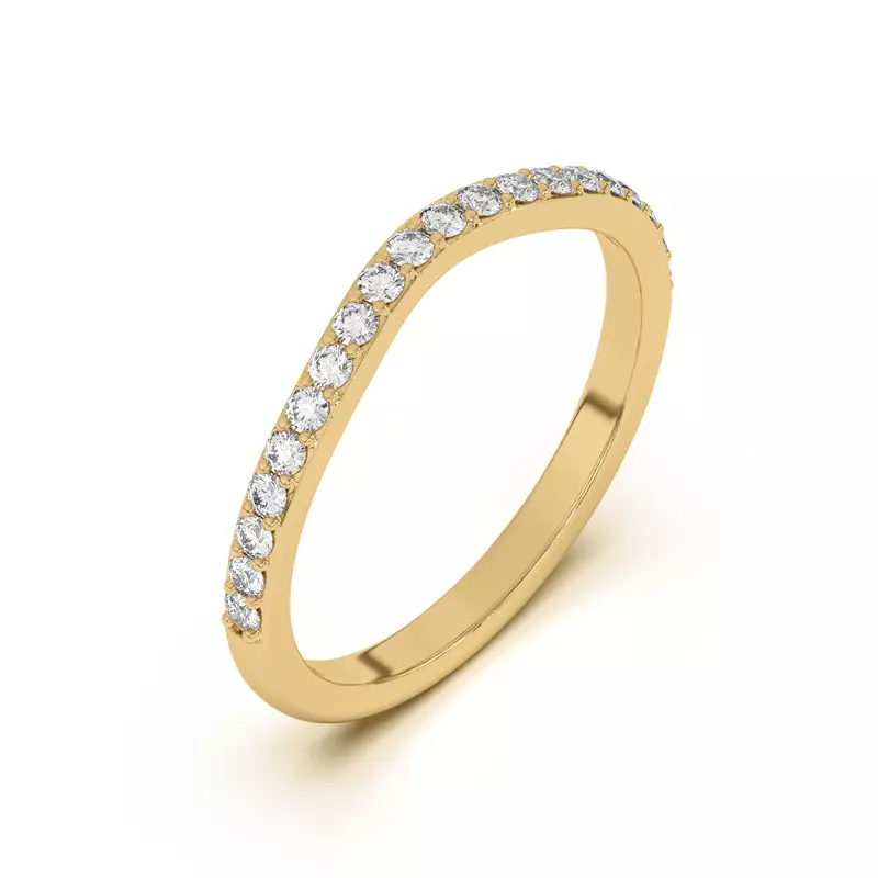 18K Yellow Gold Rita Curved Pavé Band