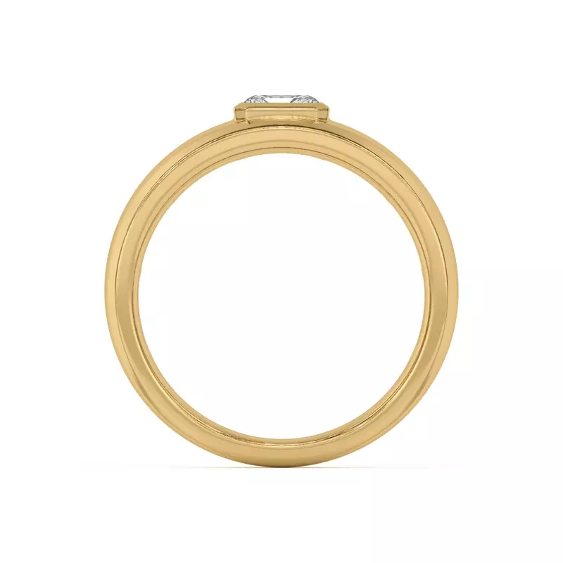 14K Yellow Gold Raised Bezel Emerald-Cut Band