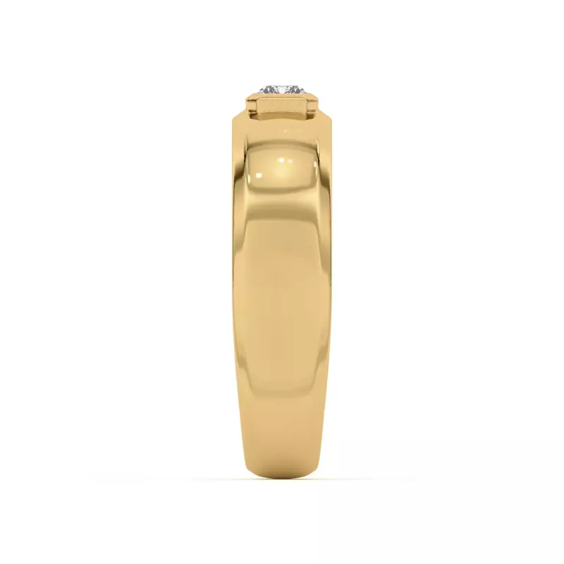 14K Yellow Gold Raised Bezel Emerald-Cut Band