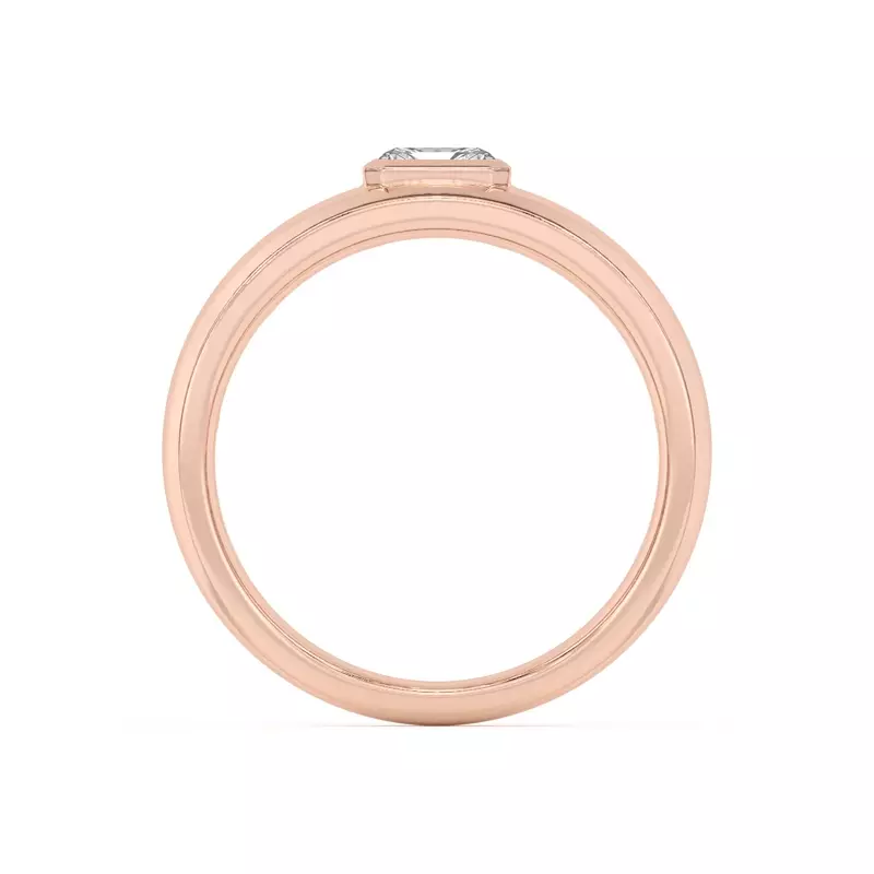 18K Rose Gold Raised Bezel Emerald-Cut Band