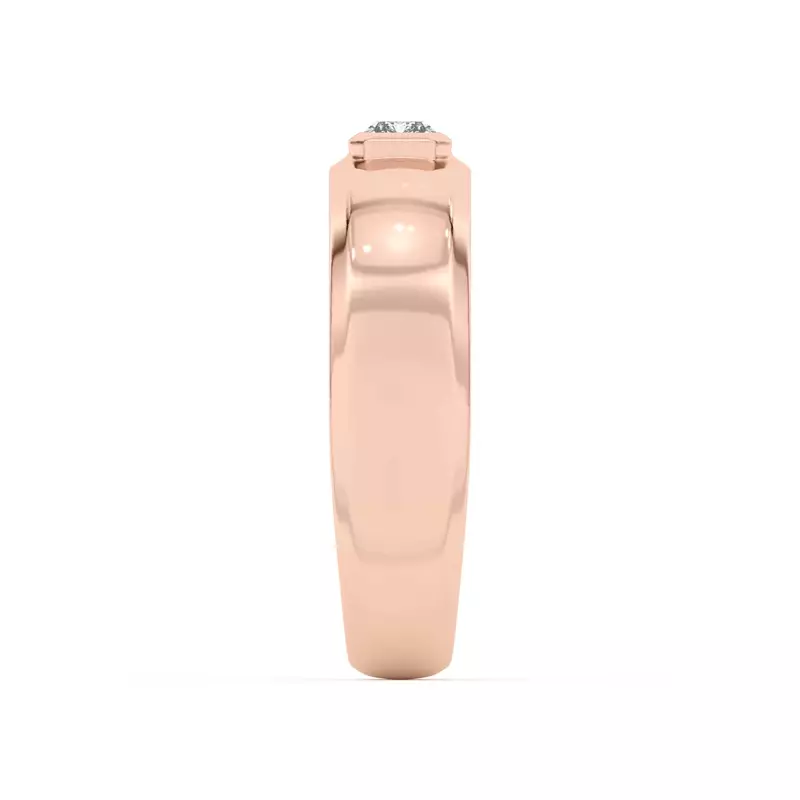18K Rose Gold Raised Bezel Emerald-Cut Band