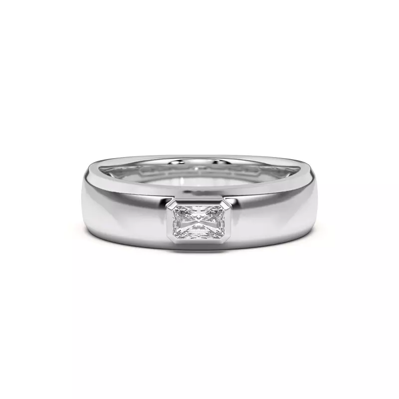Platinum Raised Bezel Emerald-Cut Band