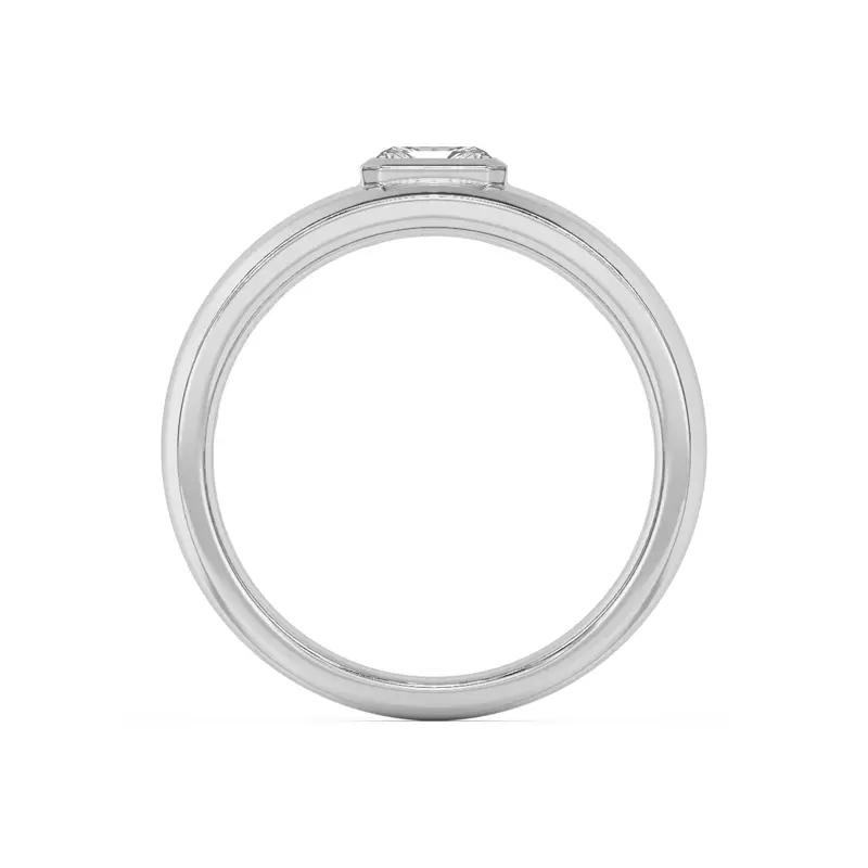 Platinum Raised Bezel Emerald-Cut Band