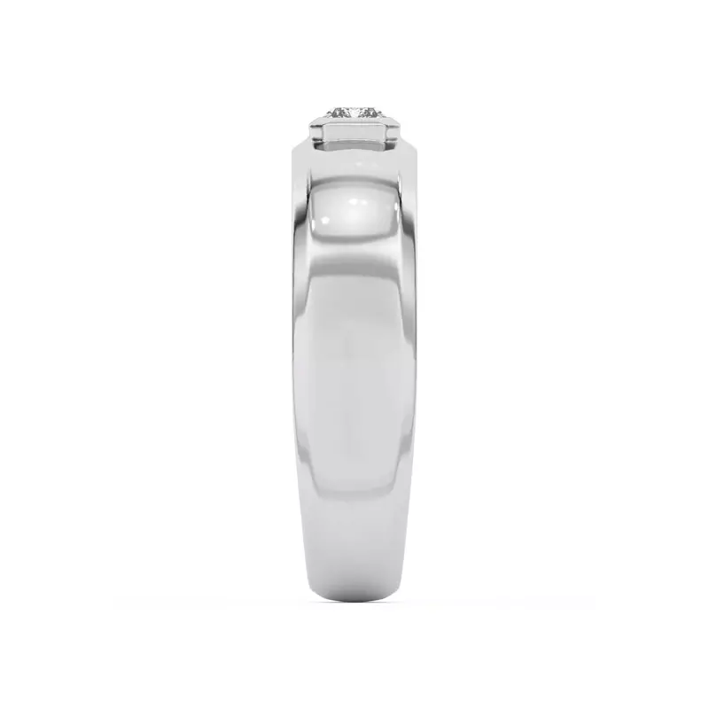 Platinum Raised Bezel Emerald-Cut Band
