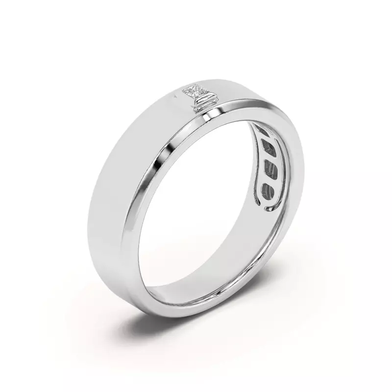 18K White Gold Raised Bezel Princess-Cut Band