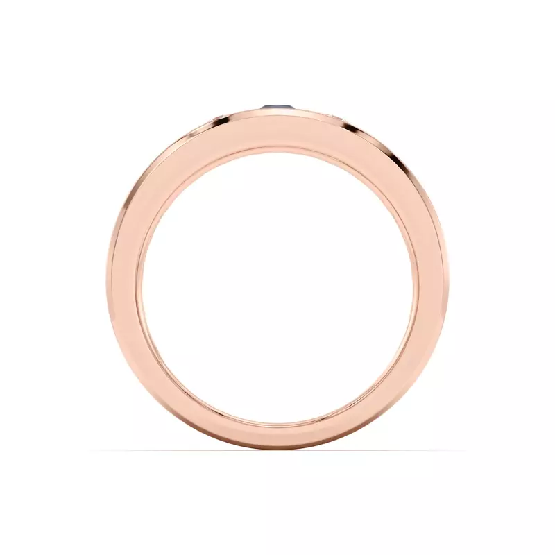 14K Rose Gold Diamond And Sapphire Grooved Band