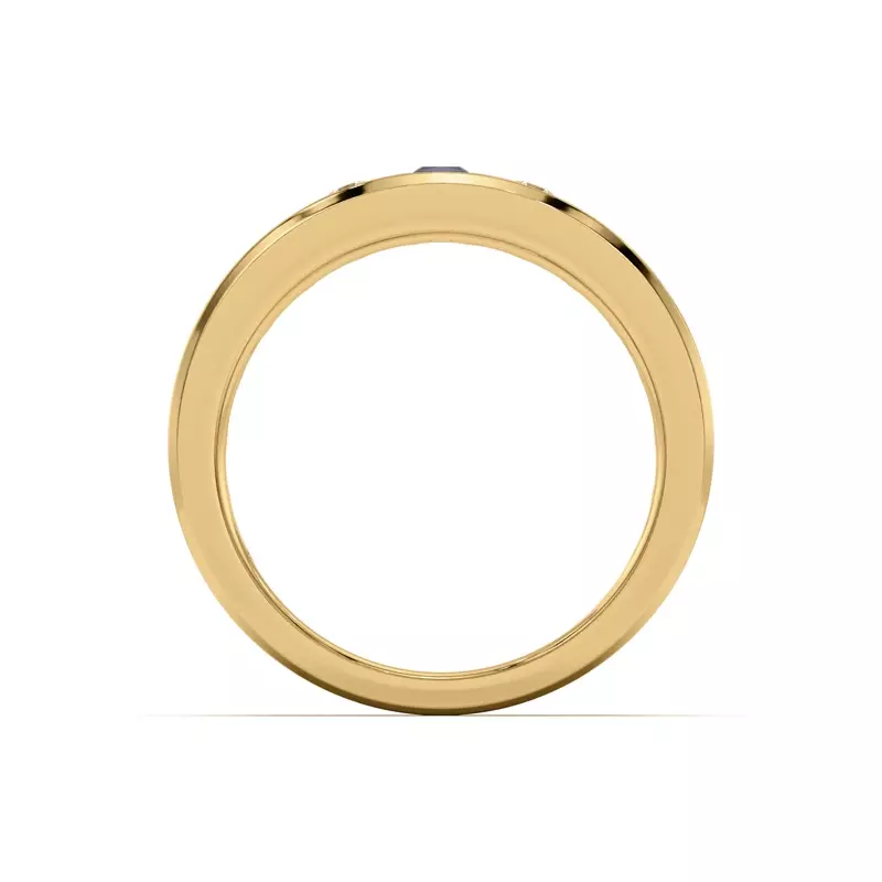 18K Yellow Gold Diamond And Sapphire Grooved Band