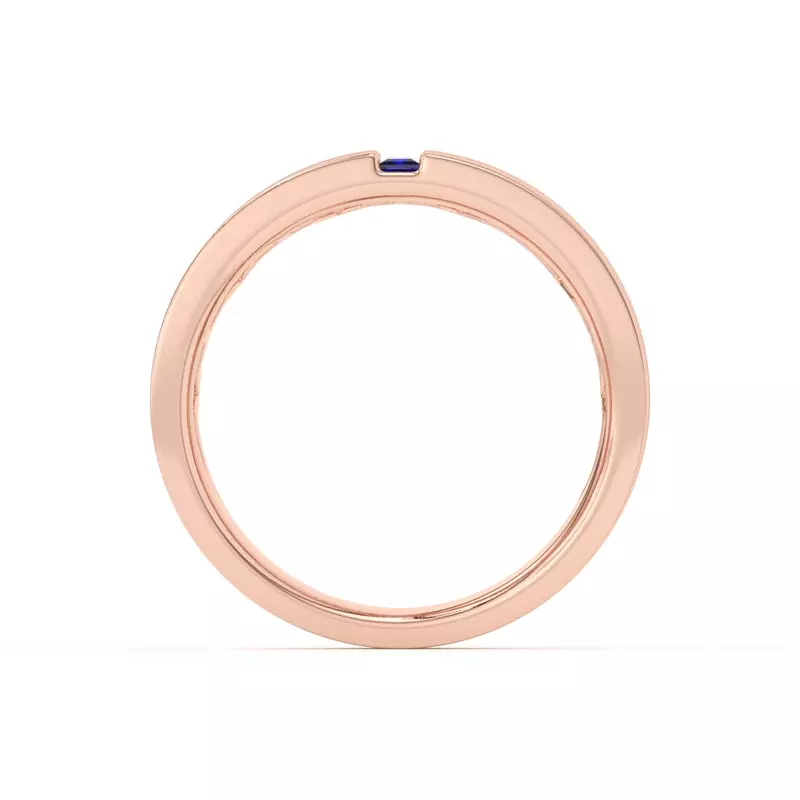 14K Rose Gold Princess-Cut Sapphire And Diamond Wide Band
