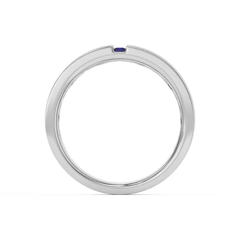 18K White Gold Princess-Cut Sapphire And Diamond Wide Band
