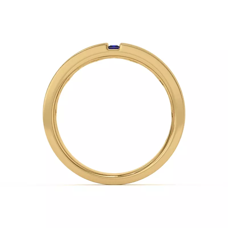 18K Yellow Gold Princess-Cut Sapphire And Diamond Wide Band