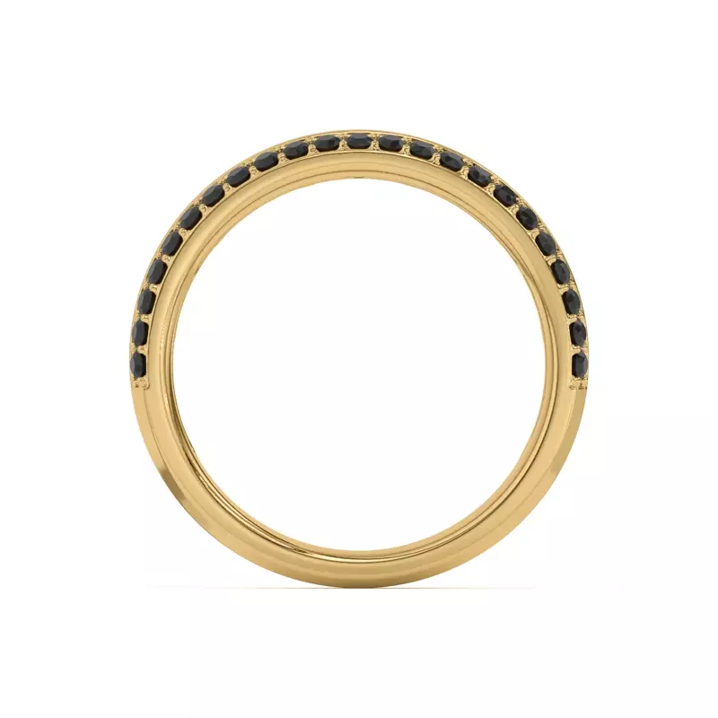 14K Yellow Gold Black Sapphire Beveled Edge Band
