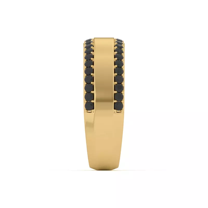 14K Yellow Gold Black Sapphire Beveled Edge Band