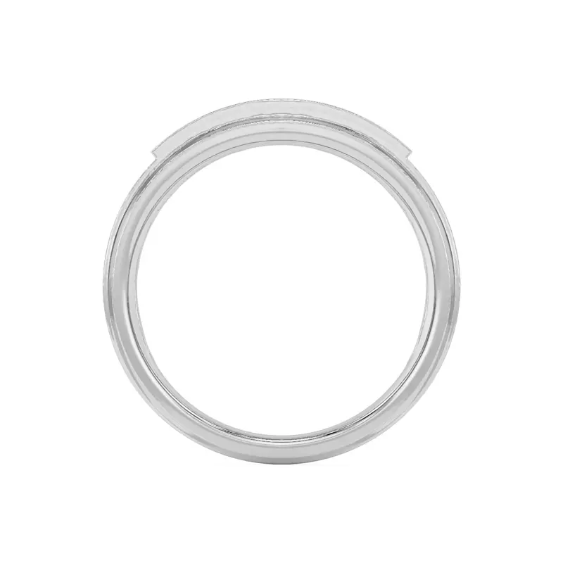 14K White Gold Sapphire Baguette and Round Diamond Band
