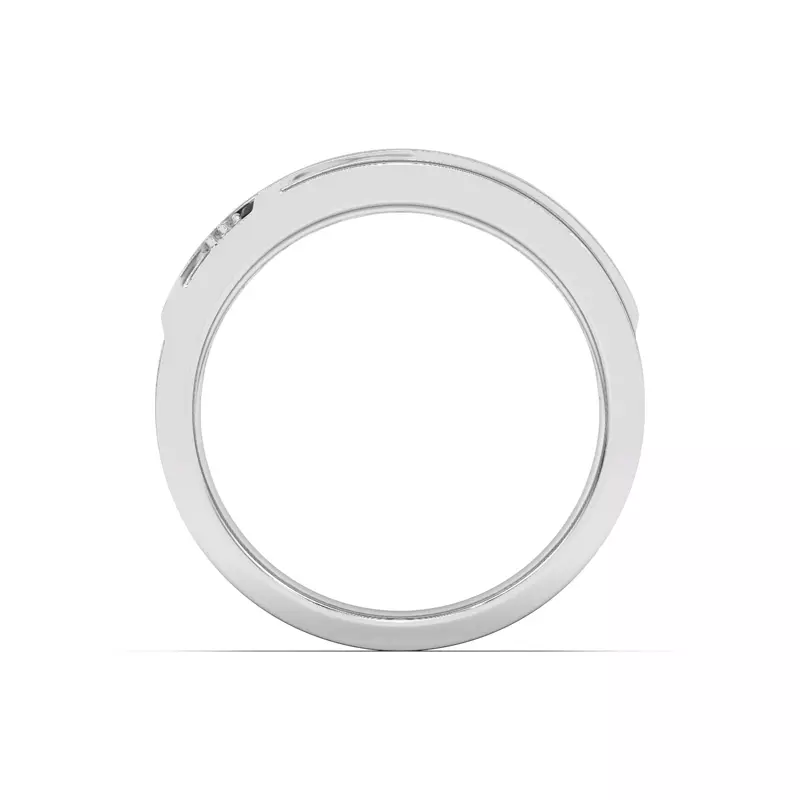 14K White Gold Diagonal Black Sapphire Wide Band