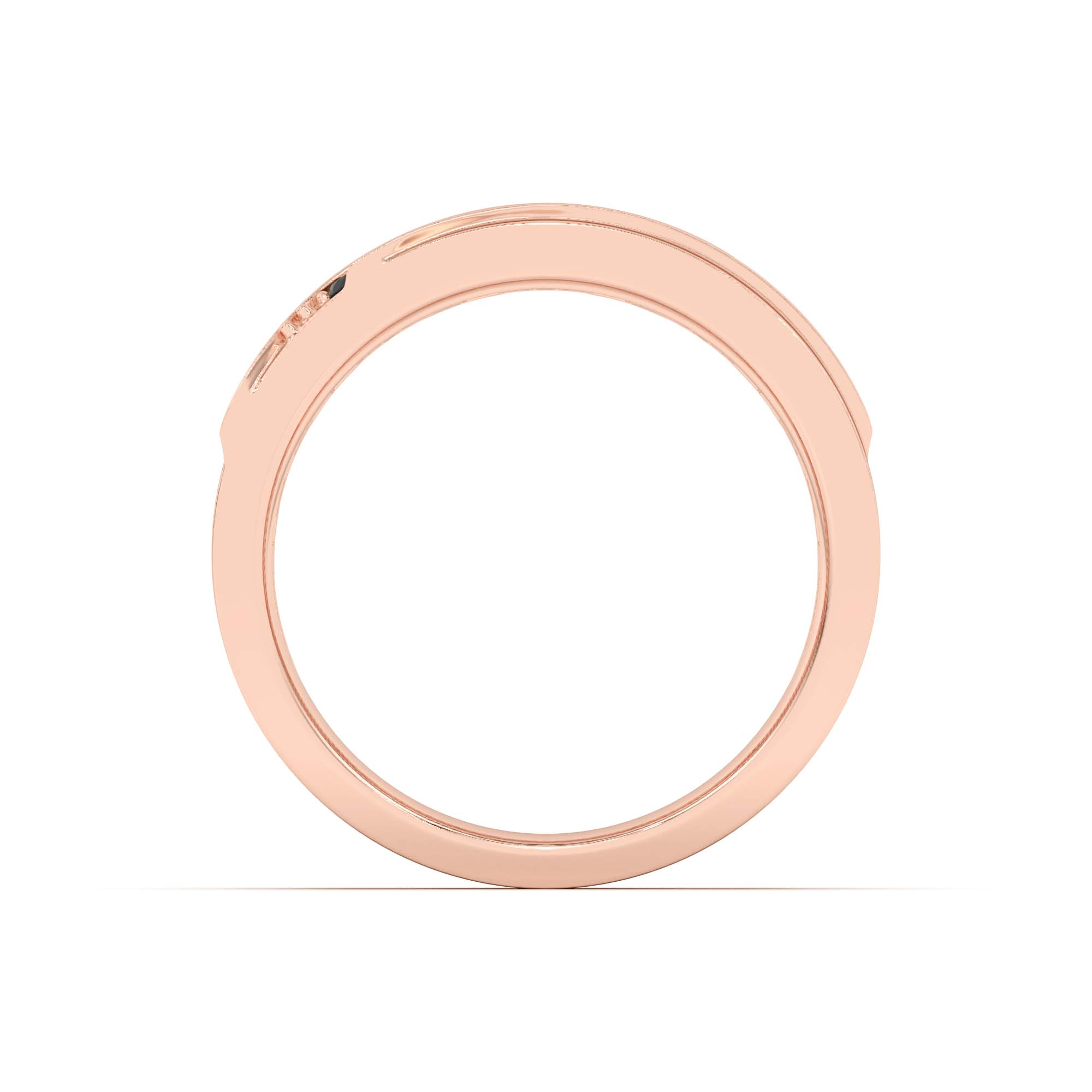 18K Rose Gold Diagonal Black Sapphire Wide Band