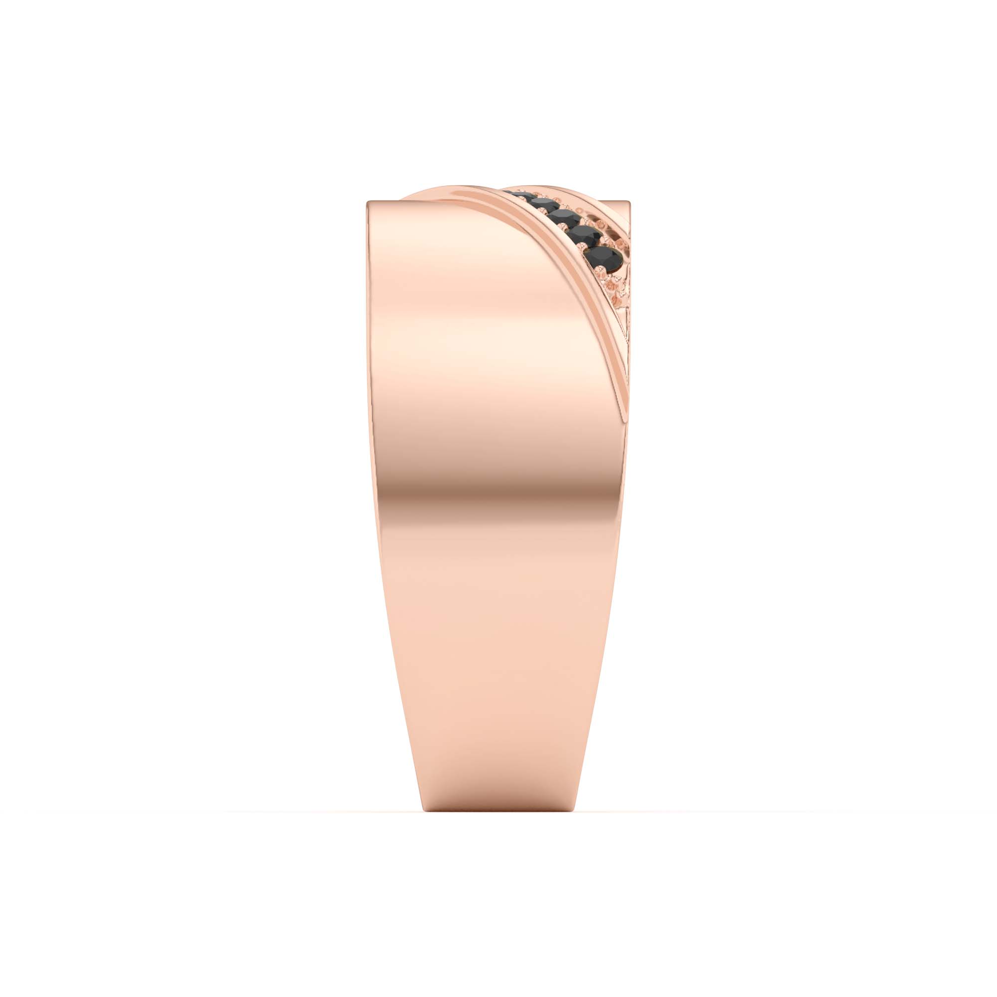 18K Rose Gold Diagonal Black Sapphire Wide Band