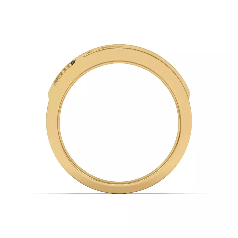 18K Yellow Gold Diagonal Black Sapphire Wide Band