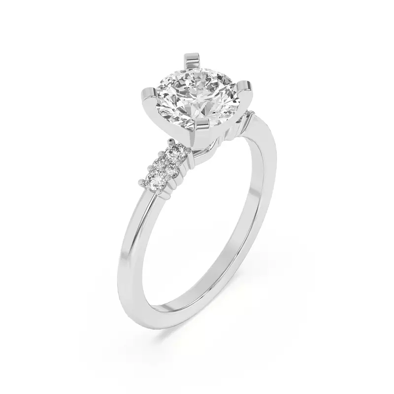 14K White Gold Petite Cascade Engagement Ring