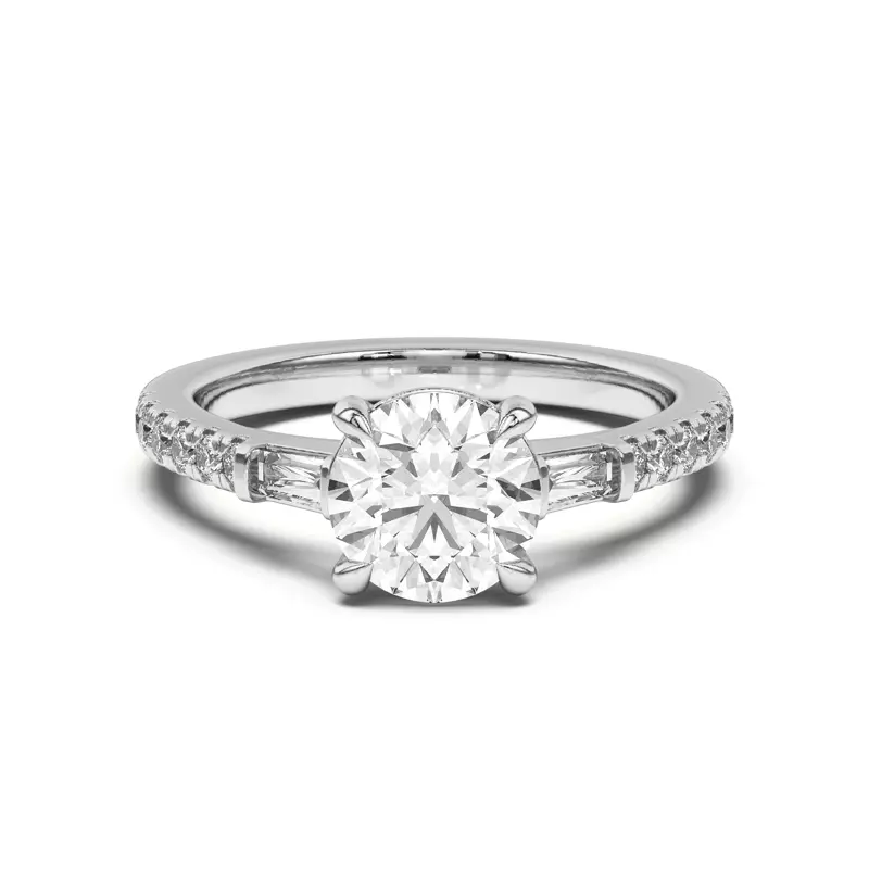 14K White Gold Angelica Tapered Baguette Engagement Ring