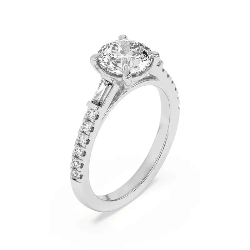 14K White Gold Angelica Tapered Baguette Engagement Ring