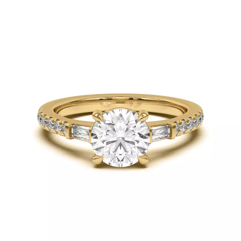 14K Yellow Gold Angelica Tapered Baguette Engagement Ring