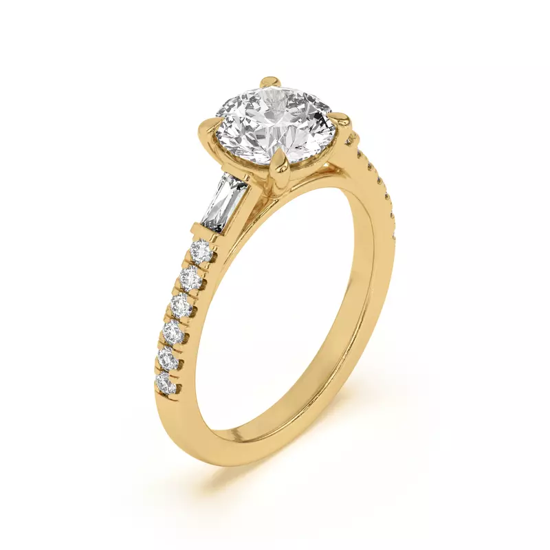 14K Yellow Gold Angelica Tapered Baguette Engagement Ring