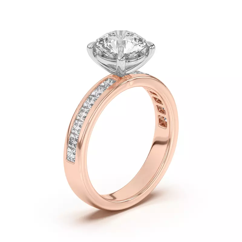 Rose Gold 14k & White Gold 14k Sherry Princess Channel-Set Engagement Ring