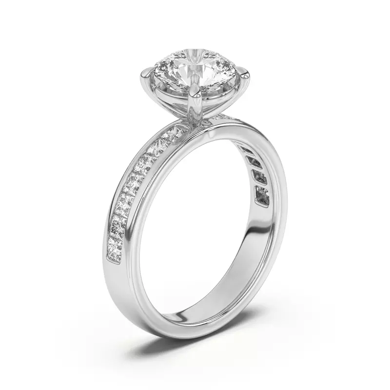 18K White Gold Sherry Princess Channel-Set Engagement Ring