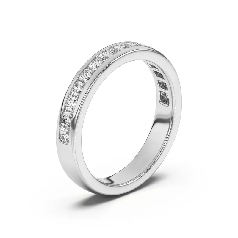 18K White Gold Sherry Princess Channel-Set Band