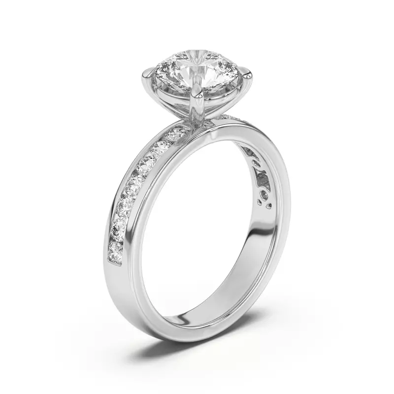 Platinum Eileen Round Channel-Set Engagement Ring
