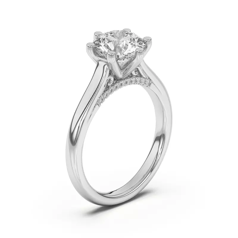 14K White Gold Heather Pavé Bridge Engagement Ring