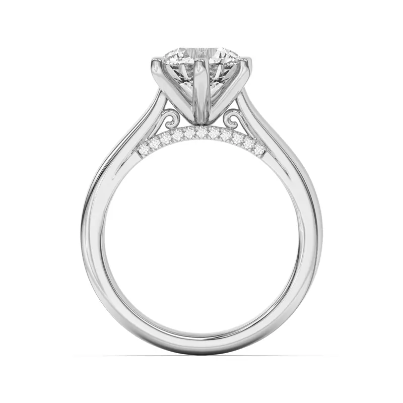 14K White Gold Heather Pavé Bridge Engagement Ring