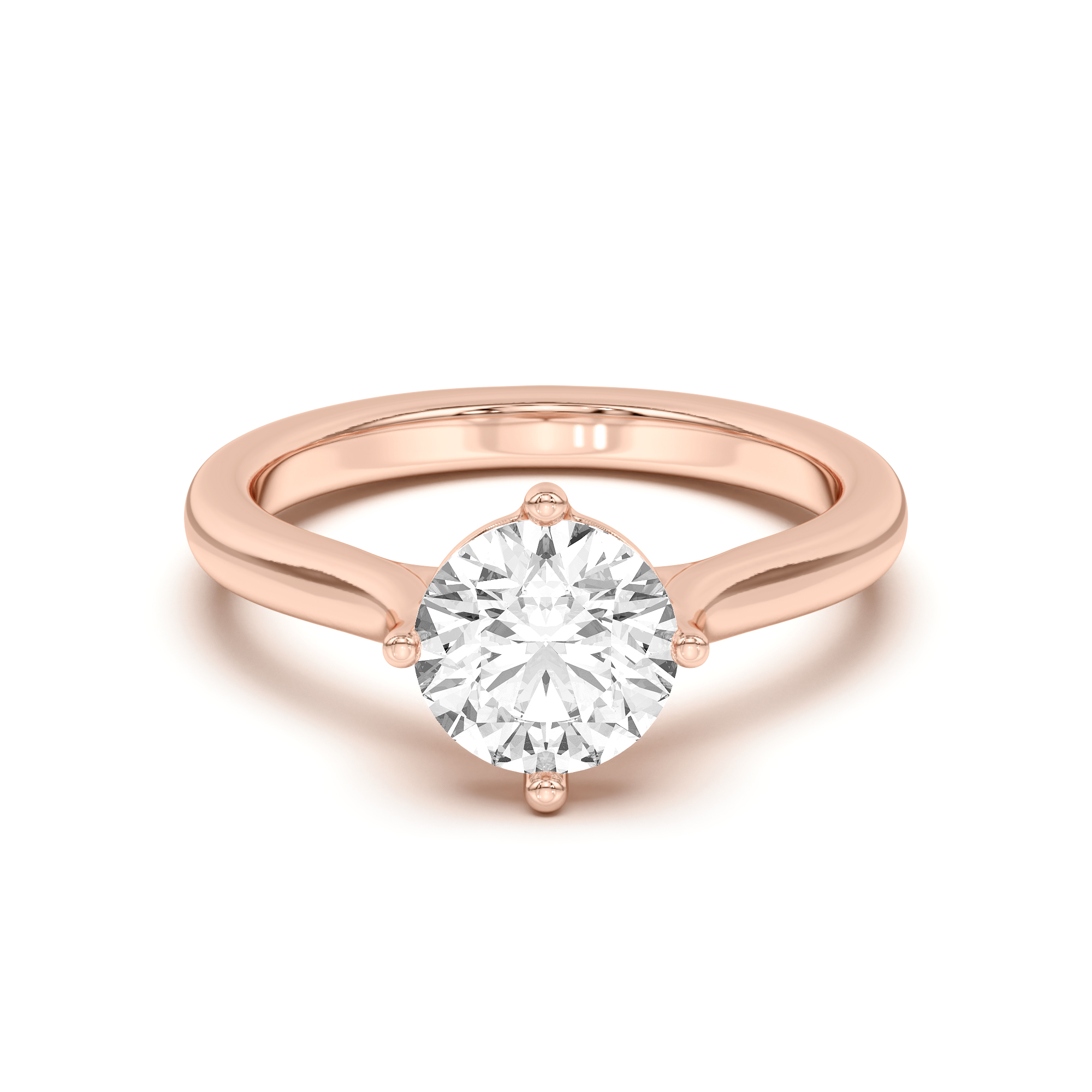 18K Rose Gold Peggy Compass-Set Cathedral Engagement Ring