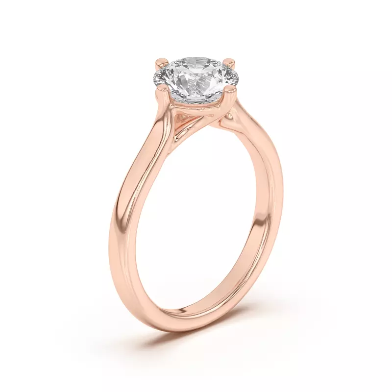 18K Rose Gold Peggy Compass-Set Cathedral Engagement Ring