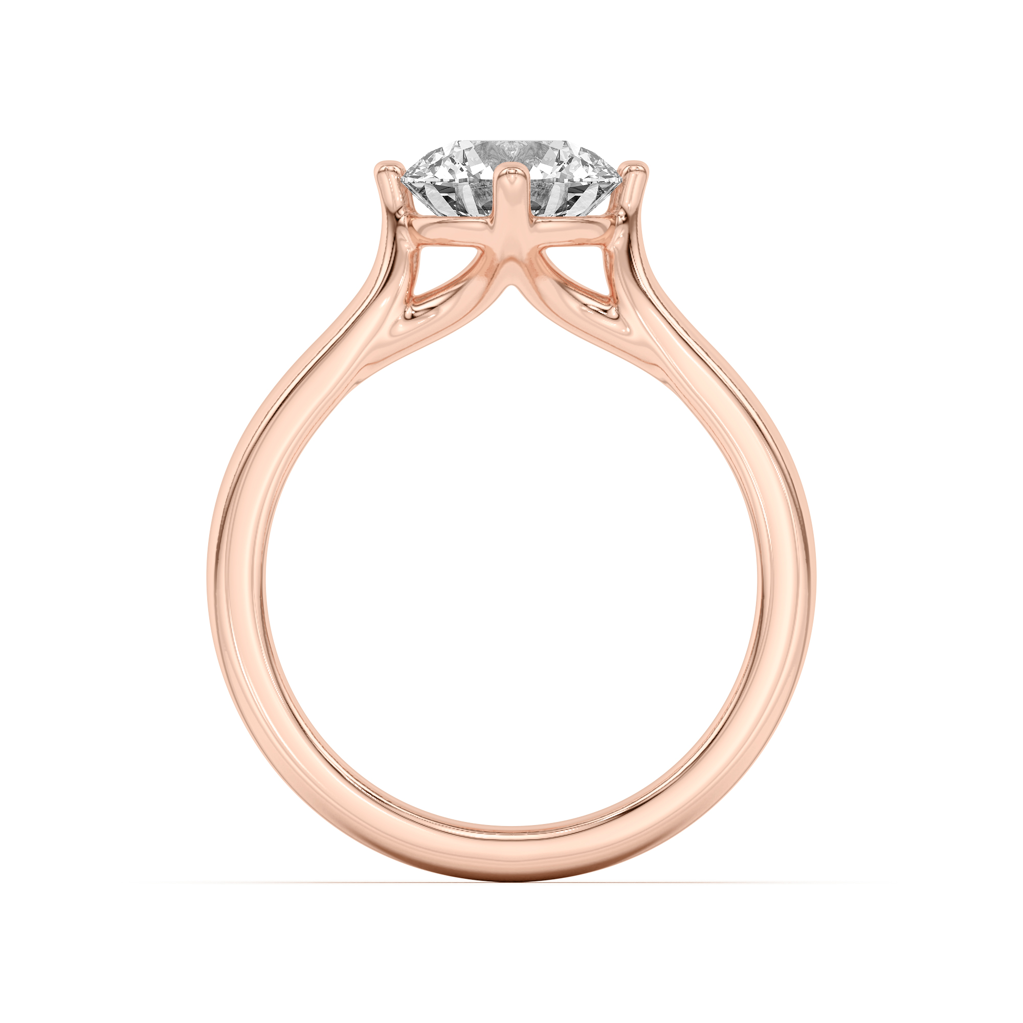 18K Rose Gold Peggy Compass-Set Cathedral Engagement Ring
