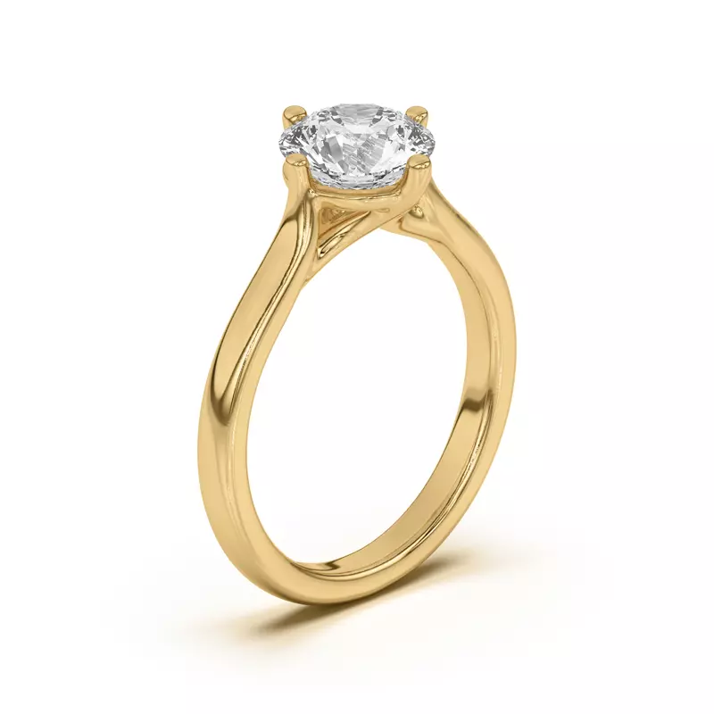 18K Yellow Gold Peggy Compass-Set Cathedral Engagement Ring