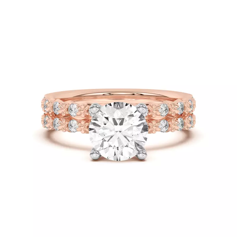14K Rose Gold Blooming Petal Pavé Band