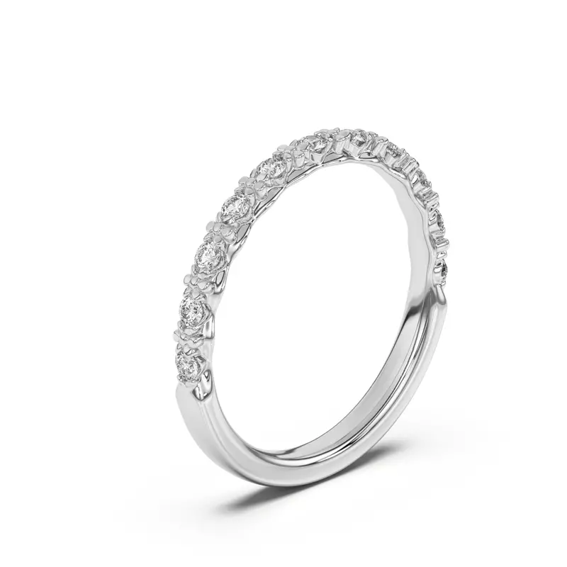 14K White Gold Blooming Petal Pavé Band
