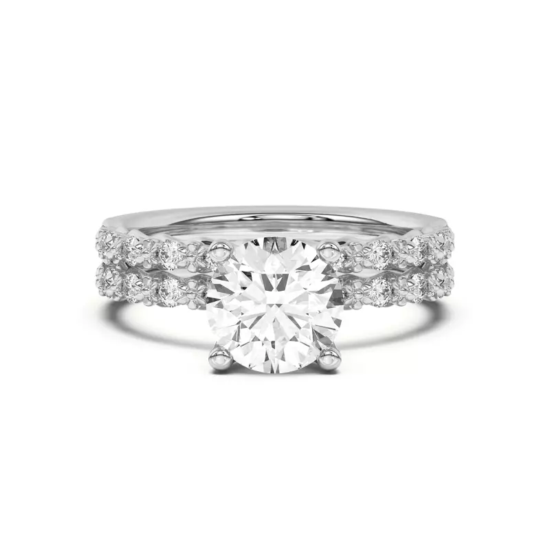 14K White Gold Blooming Petal Pavé Band