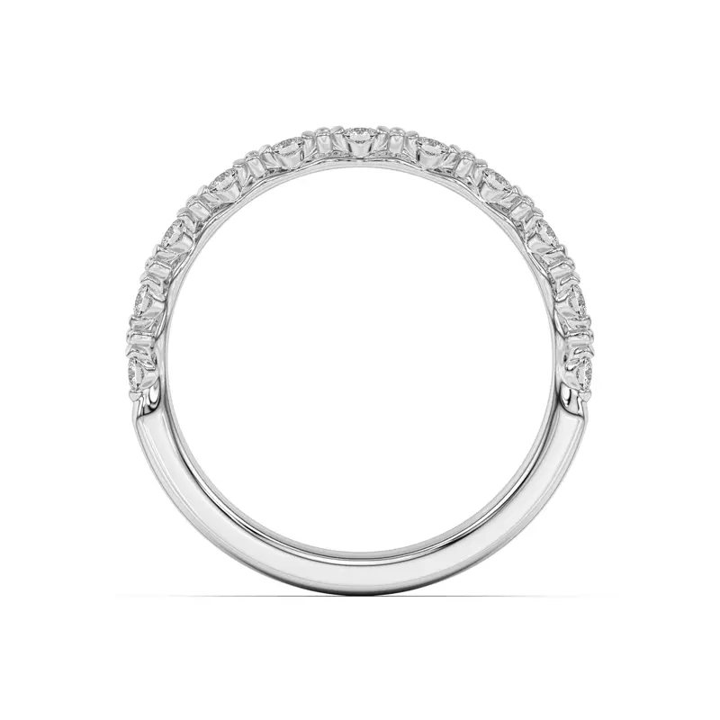 14K White Gold Blooming Petal Pavé Band