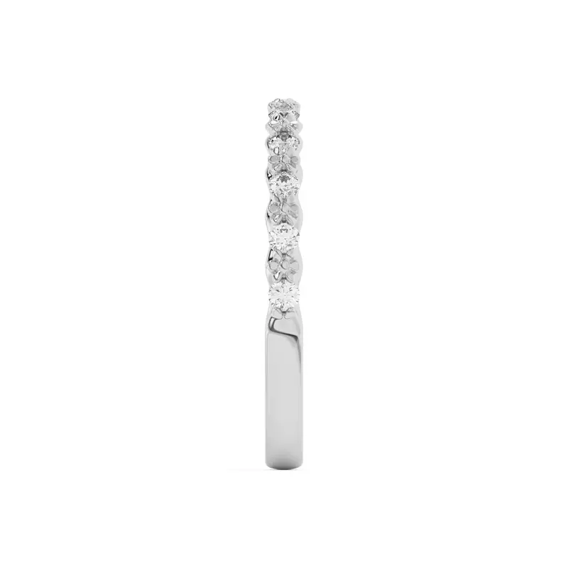 14K White Gold Blooming Petal Pavé Band