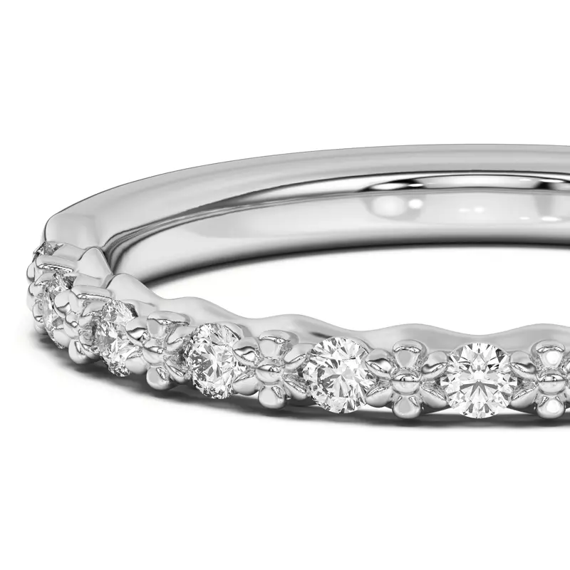 14K White Gold Blooming Petal Pavé Band