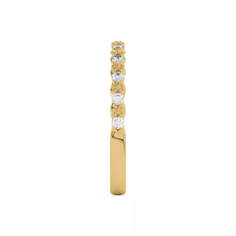 14K Yellow Gold Blooming Petal Pavé Band