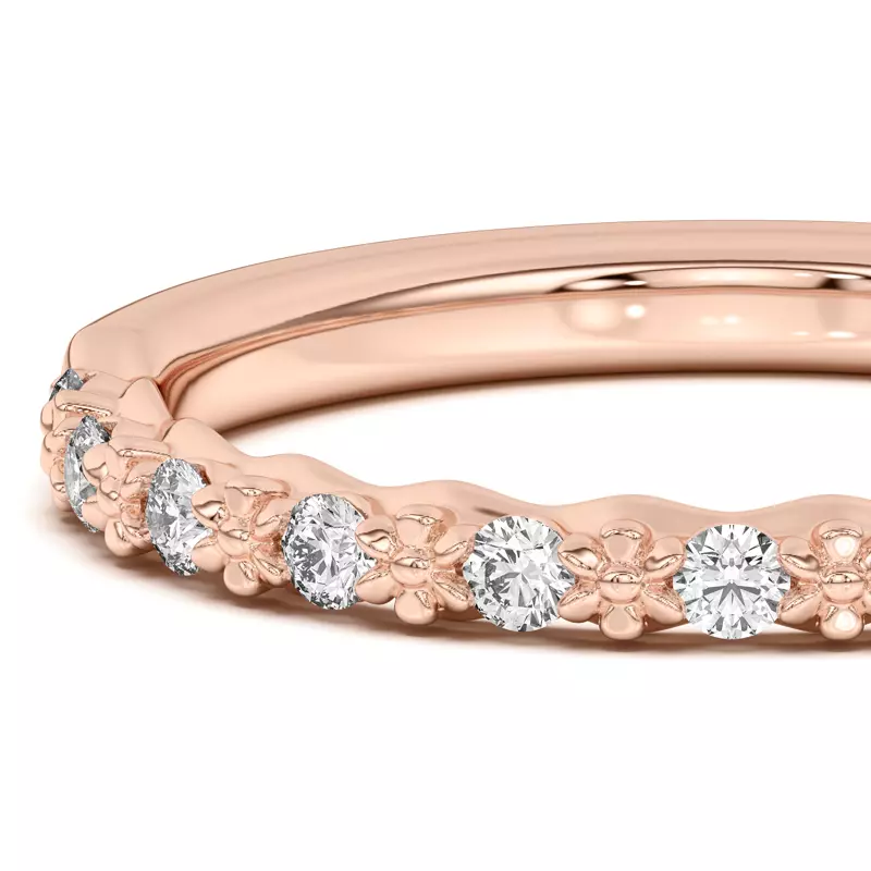18K Rose Gold Blooming Petal Pavé Band