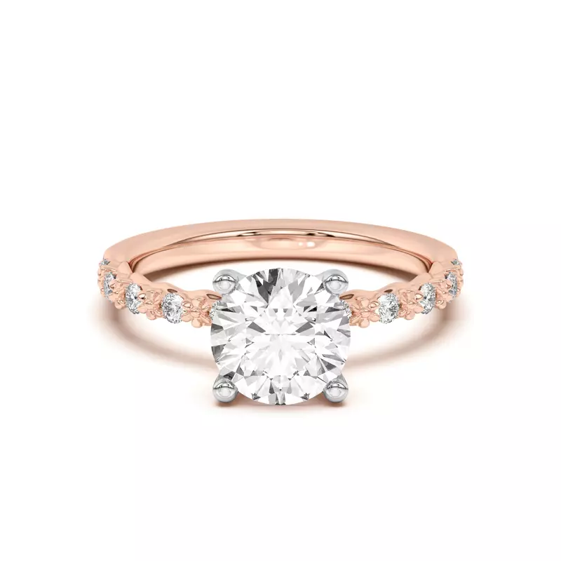 Rose Gold 18k & White Gold 18k Blooming Petal Pavé Engagement Ring
