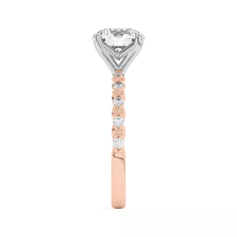 Rose Gold 18k & White Gold 18k Blooming Petal Pavé Engagement Ring