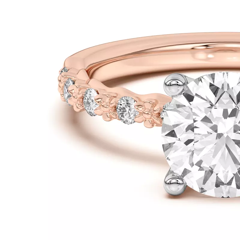 Rose Gold 18k & White Gold 18k Blooming Petal Pavé Engagement Ring